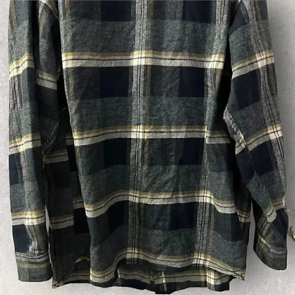 Burnside Shirt Men's Large Blue Plaid Flannel Button Front Patch dirtlabs Adult - Picture 7 of 16